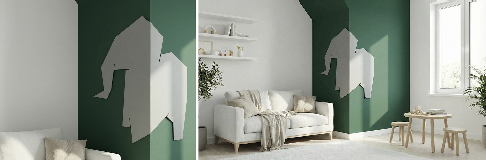 Objets décoratifs Palpable clairement visibles sur mur vert