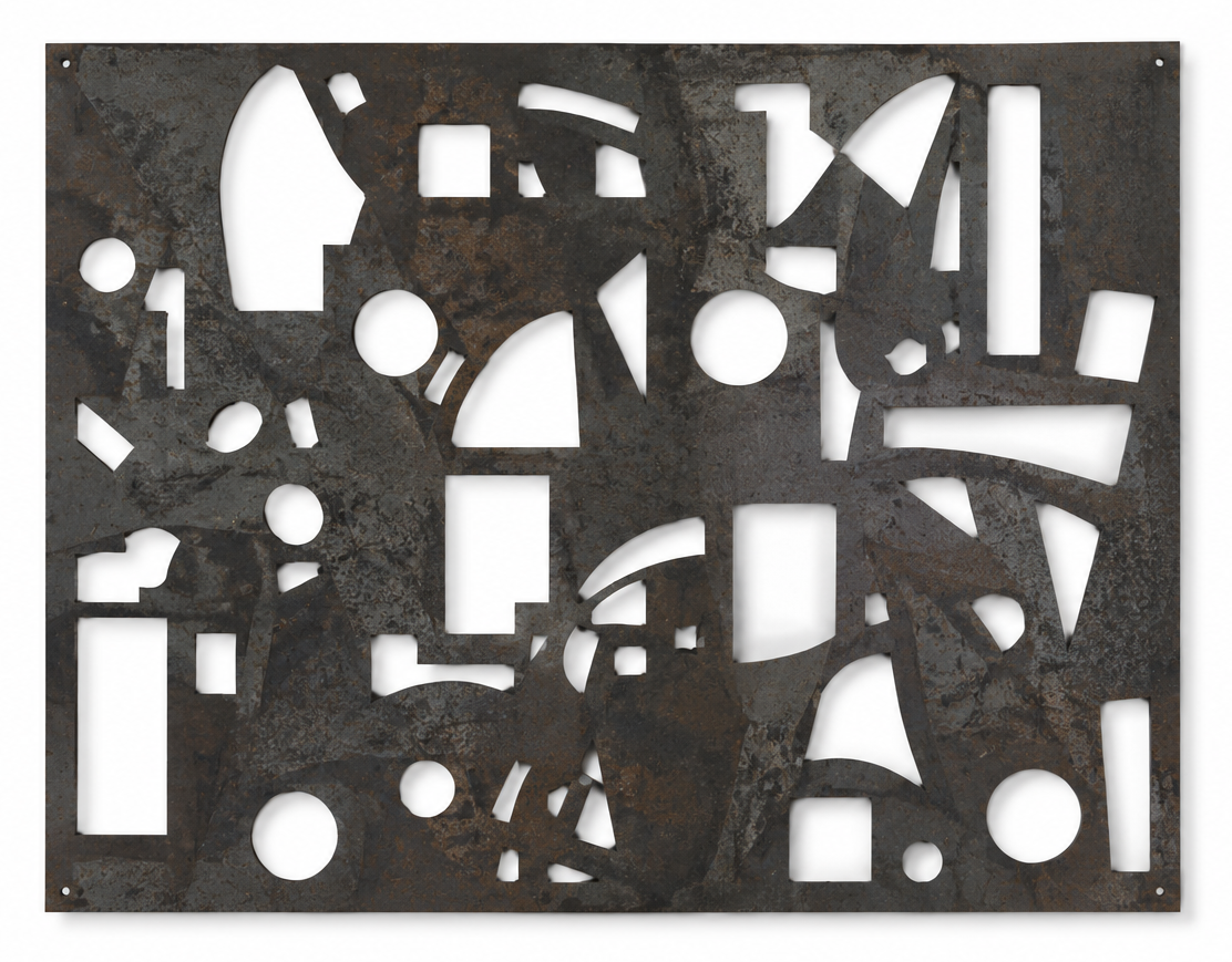 Fragment industriel édité — plaque découpée laser